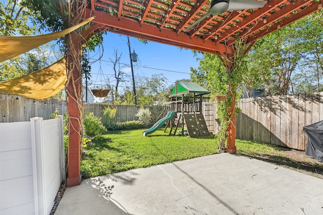824 W 20th St, Houston, TX 77008 - view of patio with a playground and a pergola