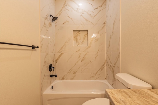 217 E Southland Ave, Alvin, TX 77511 - full bathroom featuring toilet, washtub / shower combination, and vanity