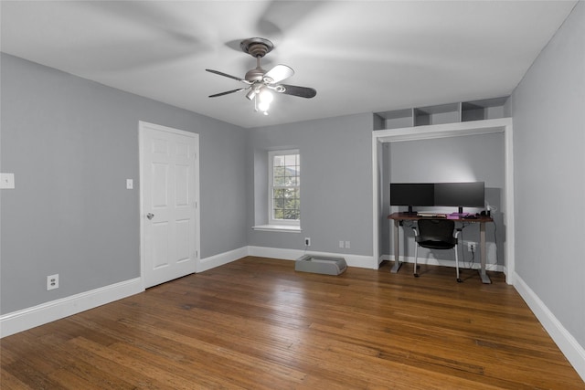 1909 Brun St Unit 17, Houston, TX 77019 - unfurnished office featuring ceiling fan, wood finished floors, and baseboards