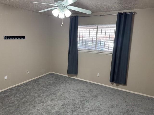 13023 High Star Dr, Houston, TX 77072 - carpeted spare room with a ceiling fan, a textured ceiling, and baseboards