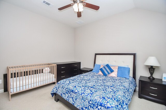 19527 Sundance Edge Ct, Richmond, TX 77407 - bedroom featuring carpet floors, vaulted ceiling, and a ceiling fan