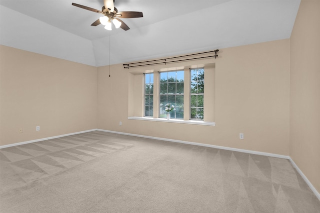 11539 Byronstone Dr, Houston, TX 77066 - carpeted empty room with baseboards, ceiling fan, and lofted ceiling