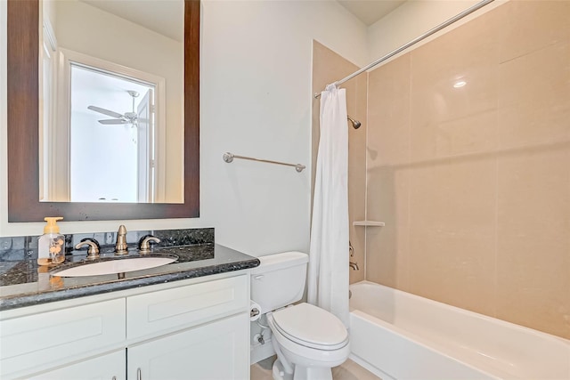 5617 Kiam St Unit A, Houston, TX 77007 - full bath featuring toilet, vanity, shower / bath combo, and a ceiling fan