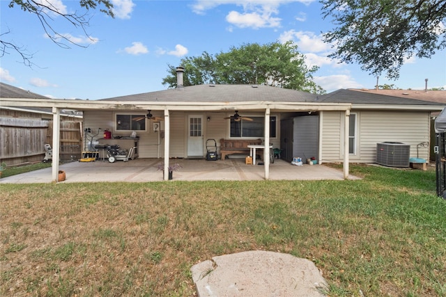 20074 Crazy Horse Circle Dr, Katy, TX 77449 - rear view of property featuring ceiling fan, central AC, and a patio