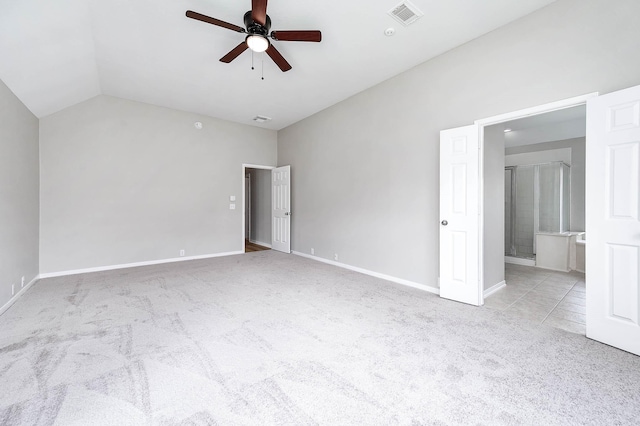 2604 Sunday House Ct, Pearland, TX 77584 - unfurnished bedroom with carpet, vaulted ceiling, ensuite bathroom, and baseboards