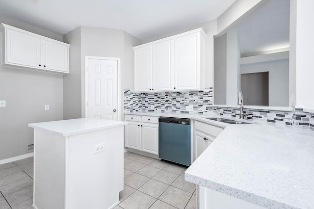 2604 Sunday House Ct, Pearland, TX 77584 - kitchen featuring dishwashing machine, a sink, light tile patterned floors, and tasteful backsplash