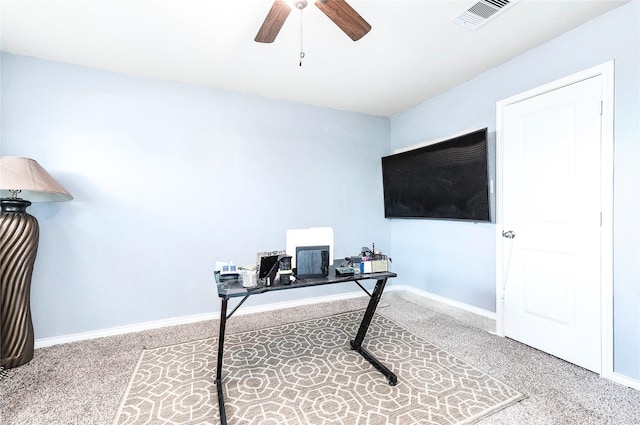 18110 Tenasserim Pine Trce, Richmond, TX 77407 - carpeted home office featuring ceiling fan and baseboards