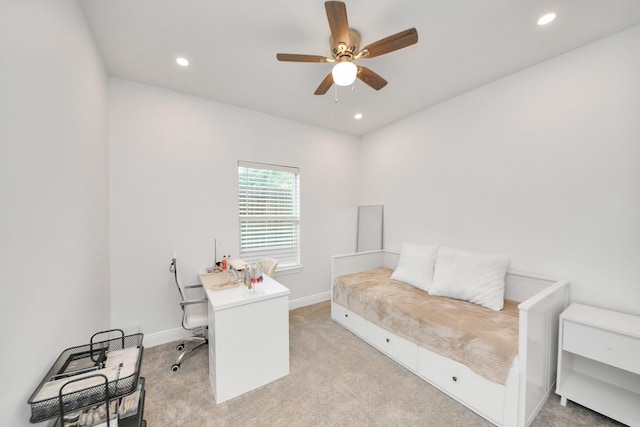 3707 Kingston Vale Dr, Houston, TX 77082 - office space featuring recessed lighting, ceiling fan, light carpet, and baseboards