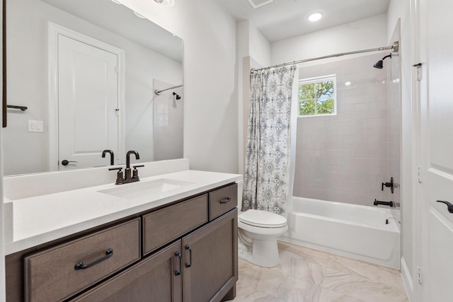 415 Faust Ln, Houston, TX 77024 - full bathroom featuring vanity, shower / tub combo, and toilet