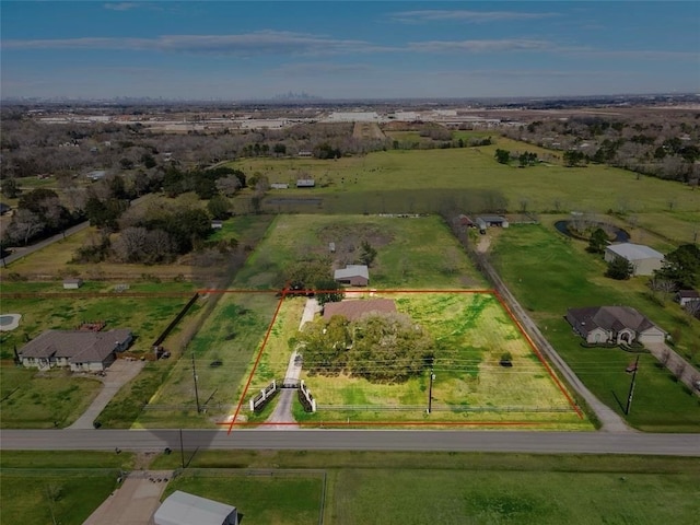 7737 Brookside Rd, Pearland, TX 77581 - aerial view of sparsely populated area with property parcel outlined