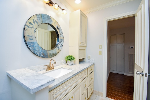 201 Vanderpool Ln Unit 27, Houston, TX 77024 - bathroom with ornamental molding and vanity
