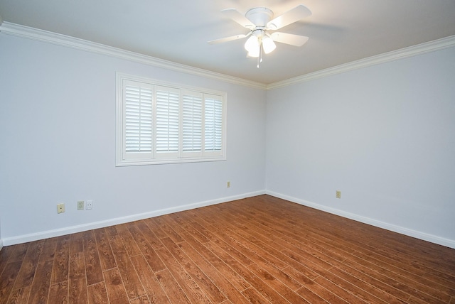 201 Vanderpool Ln Unit 27, Houston, TX 77024 - empty room with a ceiling fan, crown molding, wood finished floors, and baseboards