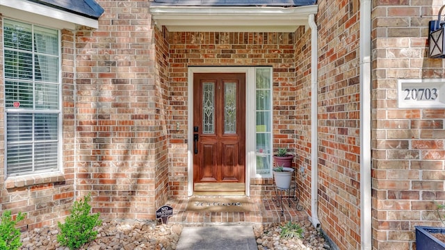 20703 Emerald Spruce Ct, Kingwood, TX 77346 - doorway to property with brick siding