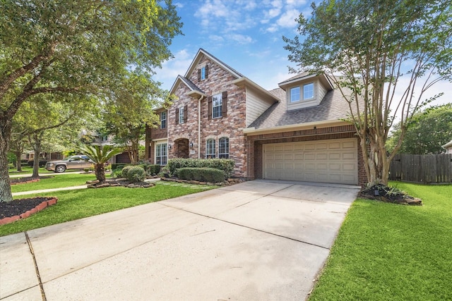 15718 Starcreek Ln, Houston, TX 77044 - traditional-style house featuring driveway, brick siding, a garage, and a shingled roof