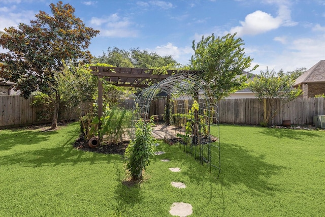 15718 Starcreek Ln, Houston, TX 77044 - view of yard featuring a pergola