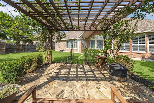 15718 Starcreek Ln, Houston, TX 77044 - view of patio / terrace featuring a pergola