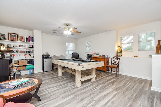 2206 Rocky Hollow Ln, Katy, TX 77450 - recreation room with light wood-style flooring, healthy amount of natural light, and ceiling fan