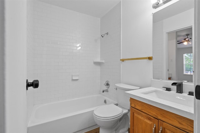 6500 Sands Point Dr Unit 107, Houston, TX 77074 - full bathroom featuring vanity, toilet, shower / bath combination, and ceiling fan
