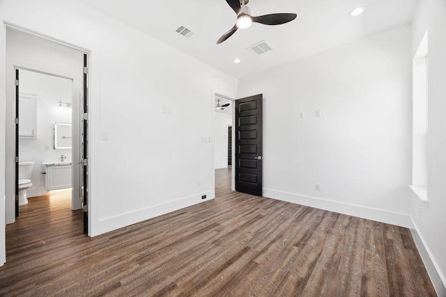 3379 Tampa St, Houston, TX 77021 - unfurnished bedroom featuring wood finished floors, baseboards, recessed lighting, and ceiling fan