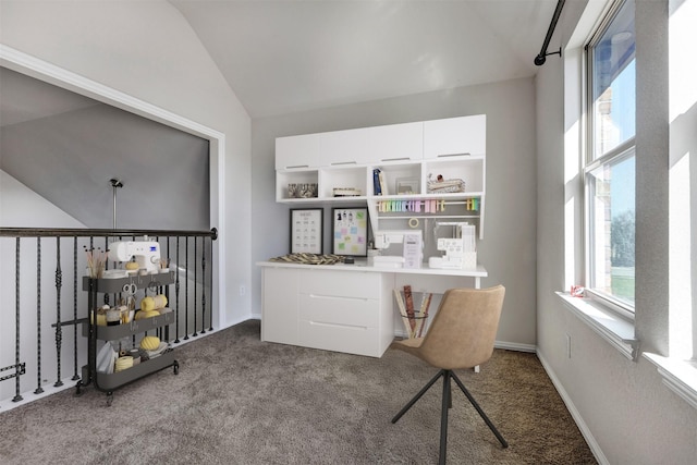 8106 Yarrow Dr, Cypress, TX 77433 - home office with vaulted ceiling and carpet floors