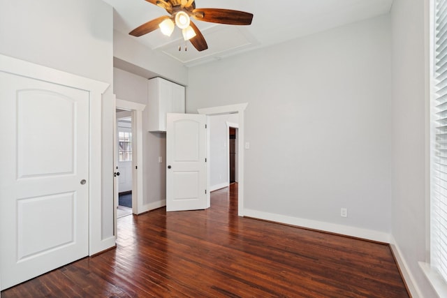 2604 Cochran St, Houston, TX 77009 - unfurnished bedroom featuring wood finished floors, ceiling fan, and baseboards