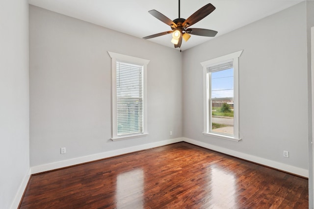 2604 Cochran St, Houston, TX 77009 - spare room featuring a ceiling fan, wood finished floors, and baseboards