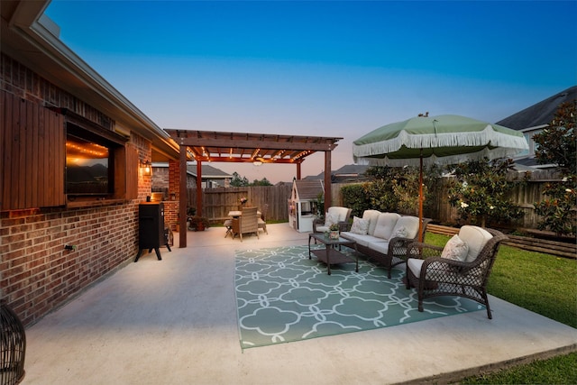 18731 Pilot Knolls Dr, Cypress, TX 77433 - fenced backyard featuring a patio area, a pergola, and an outdoor hangout area