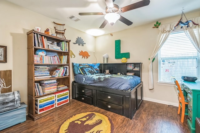 17915 Tall Chestnut St, Cypress, TX 77429 - bedroom with wood finished floors, baseboards, and a ceiling fan