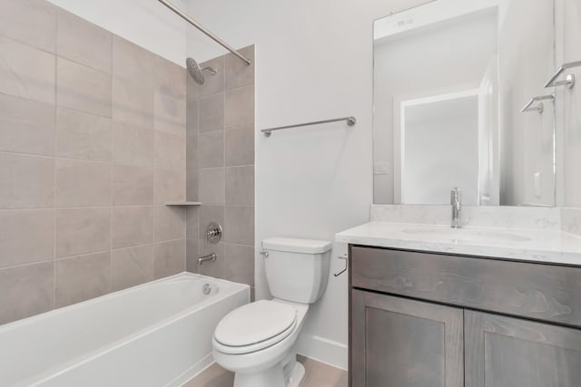 21118 Chelton Beach Dr, Cypress, TX 77433 - bathroom with vanity, toilet, and washtub / shower combination