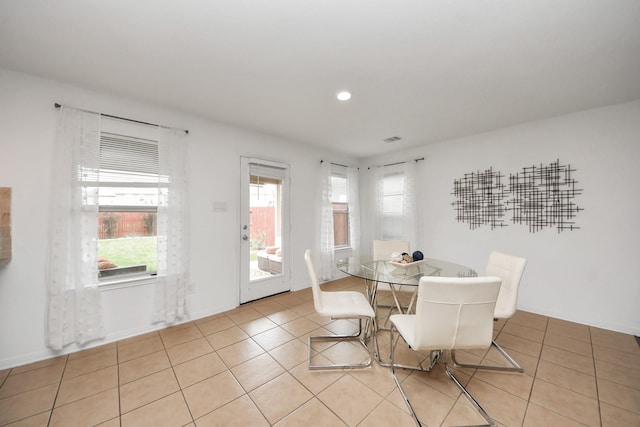 16350 Oakside Hollow Ln, Houston, TX 77084 - dining room with light tile patterned floors and recessed lighting
