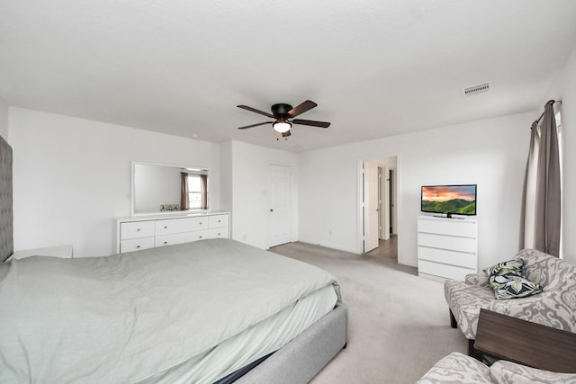 16350 Oakside Hollow Ln, Houston, TX 77084 - bedroom with light colored carpet and a ceiling fan