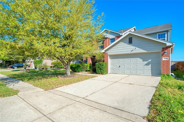 6610 Autumn Sunset Ln, Spring, TX 77379 - traditional home featuring brick siding, concrete driveway, a front lawn, and a garage