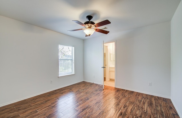 12223 Ayrshire Pl, Houston, TX 77089 - unfurnished room with ceiling fan, wood finished floors, and baseboards