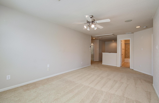17919 Royal Gate Ln, Richmond, TX 77407 - unfurnished room with a ceiling fan, light colored carpet, baseboards, and recessed lighting