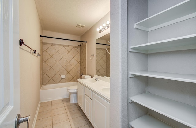 17919 Royal Gate Ln, Richmond, TX 77407 - full bath with shower / washtub combination, tile patterned flooring, double vanity, and toilet
