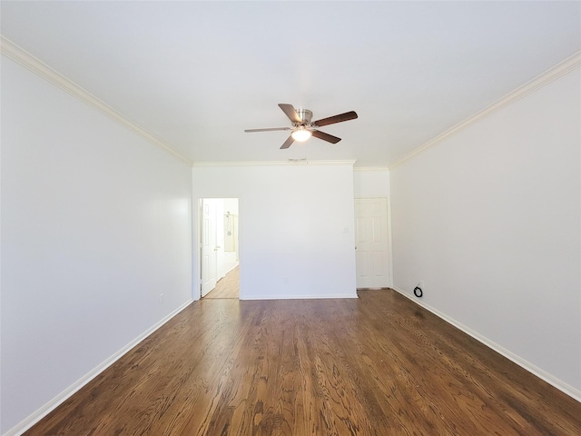 2927 Cambry Crossing Ct, Katy, TX 77494 - spare room with ceiling fan, ornamental molding, wood finished floors, and baseboards