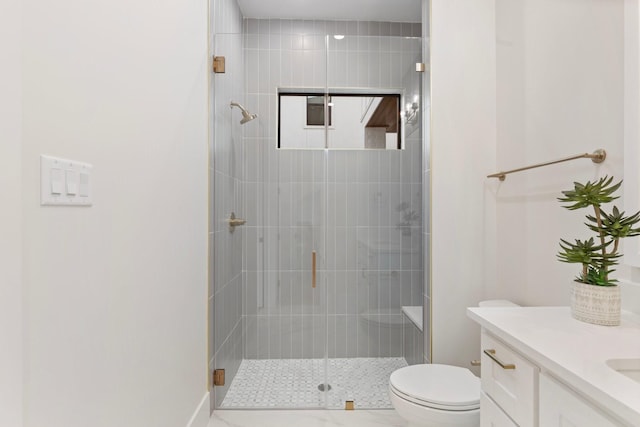 1526 Wakefield Dr, Houston, TX 77018 - bathroom with toilet, vanity, and a shower stall