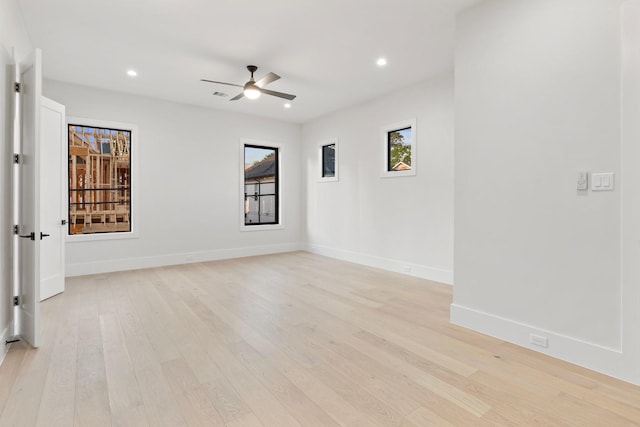 1526 Wakefield Dr, Houston, TX 77018 - empty room with ceiling fan, light wood finished floors, recessed lighting, and baseboards