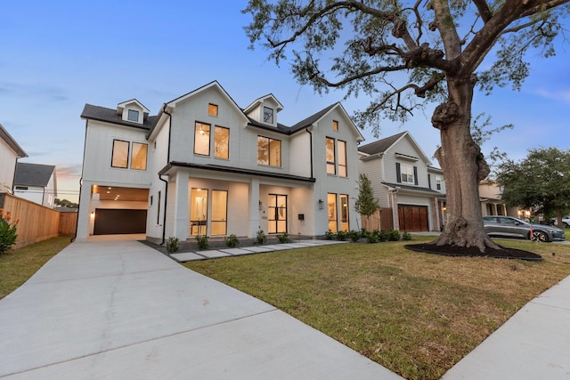 1526 Wakefield Dr, Houston, TX 77018 - view of front of house with an attached garage, concrete driveway, and covered porch