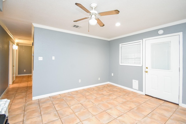 1102 Ashdale Dr, Sugar Land, TX 77498 - unfurnished room featuring crown molding, a ceiling fan, baseboards, and a smoke detector