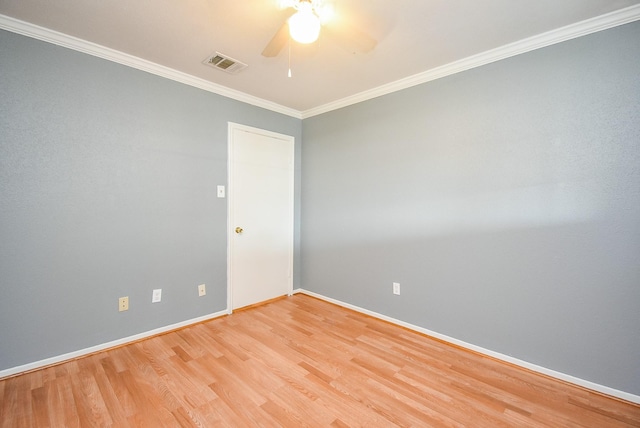 1102 Ashdale Dr, Sugar Land, TX 77498 - spare room with a ceiling fan, light wood-style flooring, baseboards, and ornamental molding