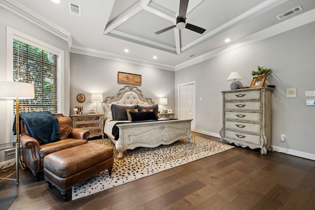 1714 Chestnut Grove Ln, Houston, TX 77345 - bedroom featuring a tray ceiling, dark wood-type flooring, recessed lighting, baseboards, and ornamental molding