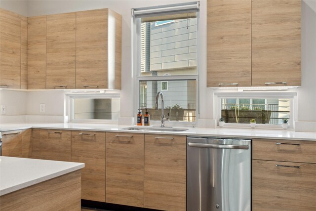 2809 St Emanuel St, Houston, TX 77004 - kitchen featuring dishwasher, a sink, modern cabinets, and light countertops