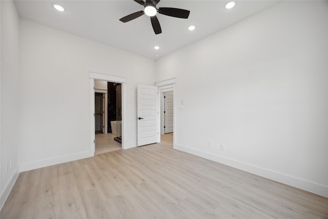 4825 Pederson St A/B, Unit A/B Houston, TX 77033 - unfurnished room with ceiling fan, light wood-type flooring, recessed lighting, and baseboards