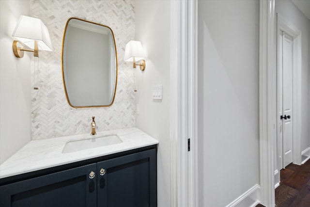183 Timber Mill St, The Woodlands, TX 77380 - bathroom with vanity and backsplash