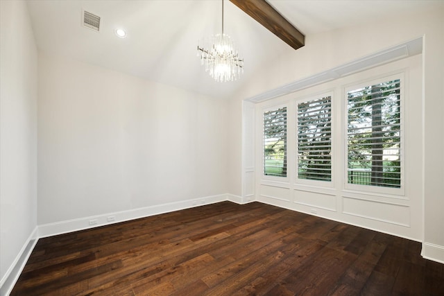 183 Timber Mill St, The Woodlands, TX 77380 - spare room featuring dark wood-style floors, a chandelier, baseboards, and recessed lighting