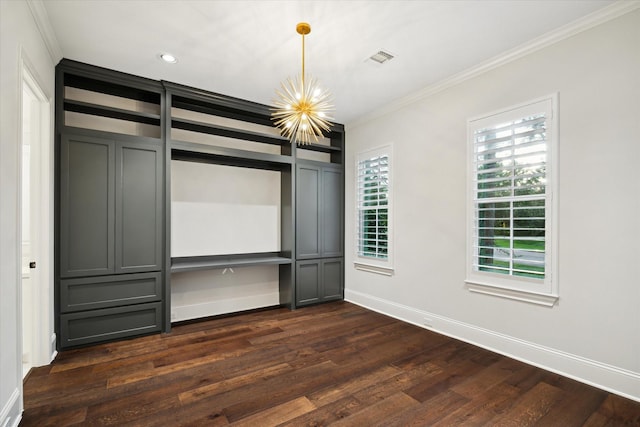 183 Timber Mill St, The Woodlands, TX 77380 - unfurnished bedroom with crown molding, dark wood-style flooring, baseboards, and recessed lighting