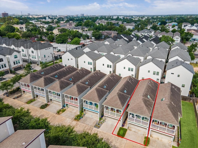 3715 Oakroc Grv, Houston, TX 77018 - aerial perspective of suburban area featuring property boundaries highlighted