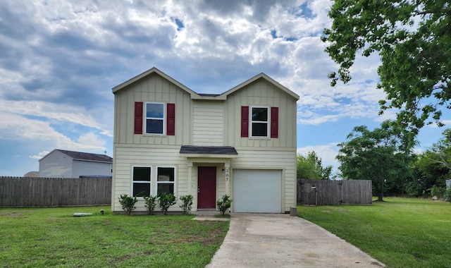 207 Branch Cir, Kendleton, TX 77451 - traditional-style house featuring board and batten siding, driveway, and an attached garage