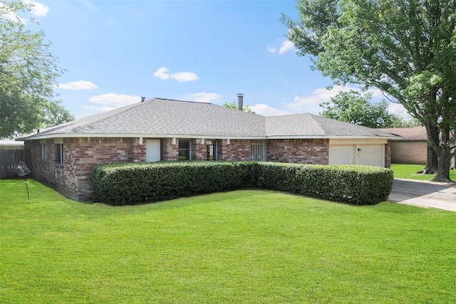 14118 Magnolia Springs Dr, Houston, TX 77066 - ranch-style house featuring an attached garage, brick siding, a front lawn, and concrete driveway